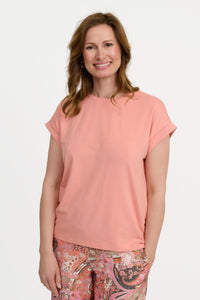 Kortærmet T-shirt - Lys Koral - Med Opsmøg