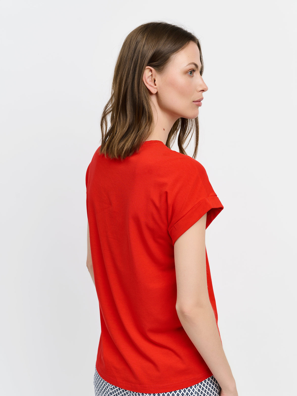 Kortærmet T-shirt - Mørk Rød - Med Opsmøg