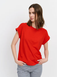 Kortærmet T-shirt - Mørk Rød - Med Opsmøg