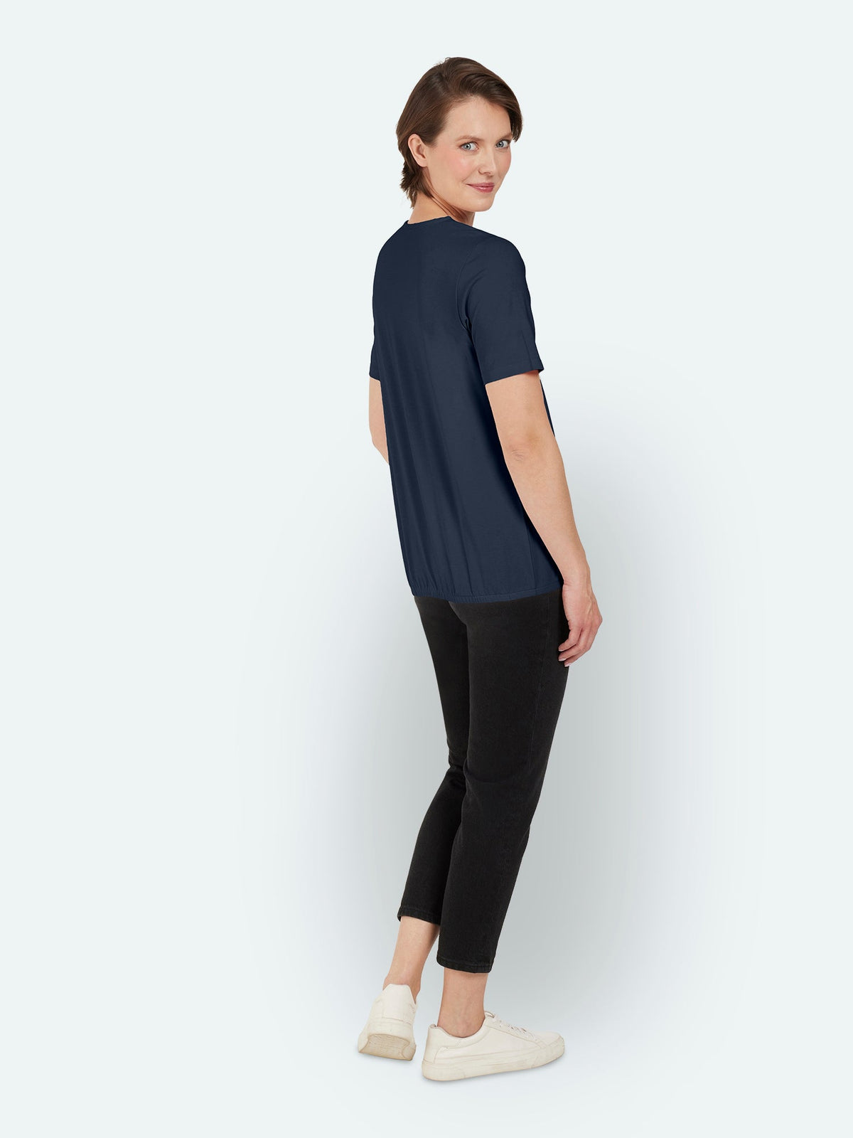 T-shirt - Navy - Elastik i Taljen
