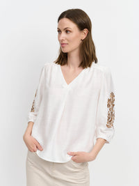 Bluse - Råhvid - Broderie Detalje