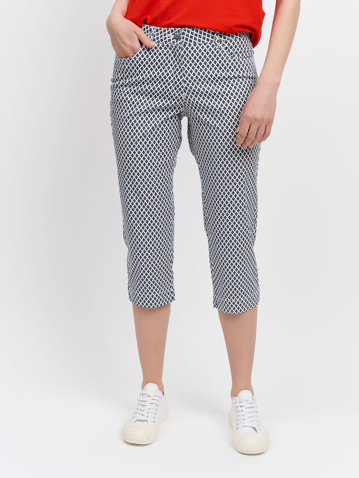 Madelaine Capri Bukser - Navy - Mønstret