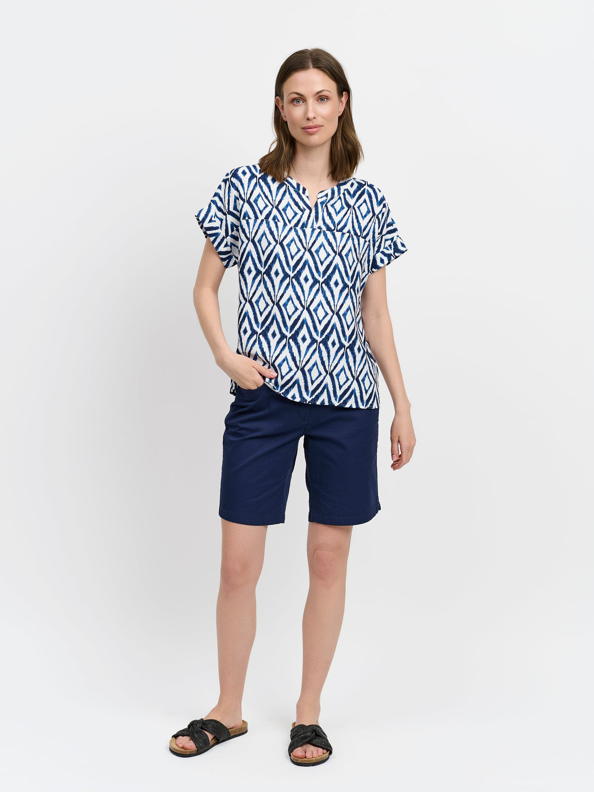 Blouse - Navy Mix - Mønstret