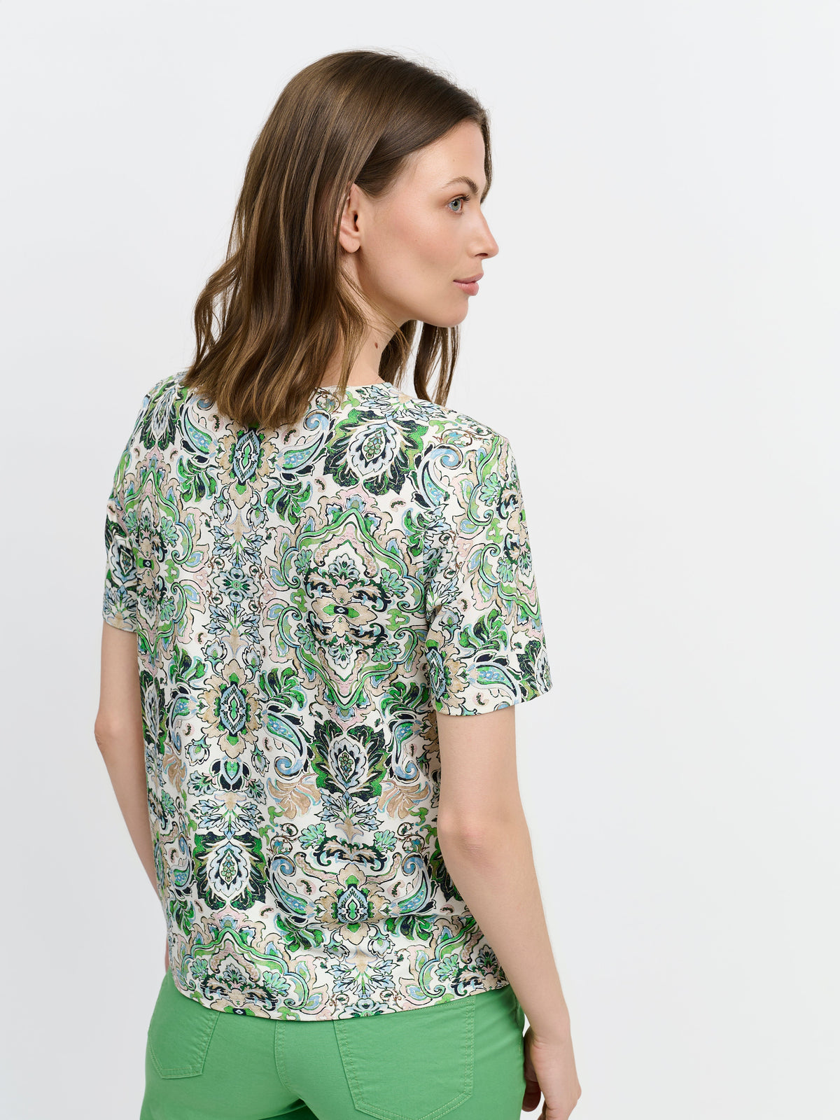 T-shirt - Grøn - Paisley Print