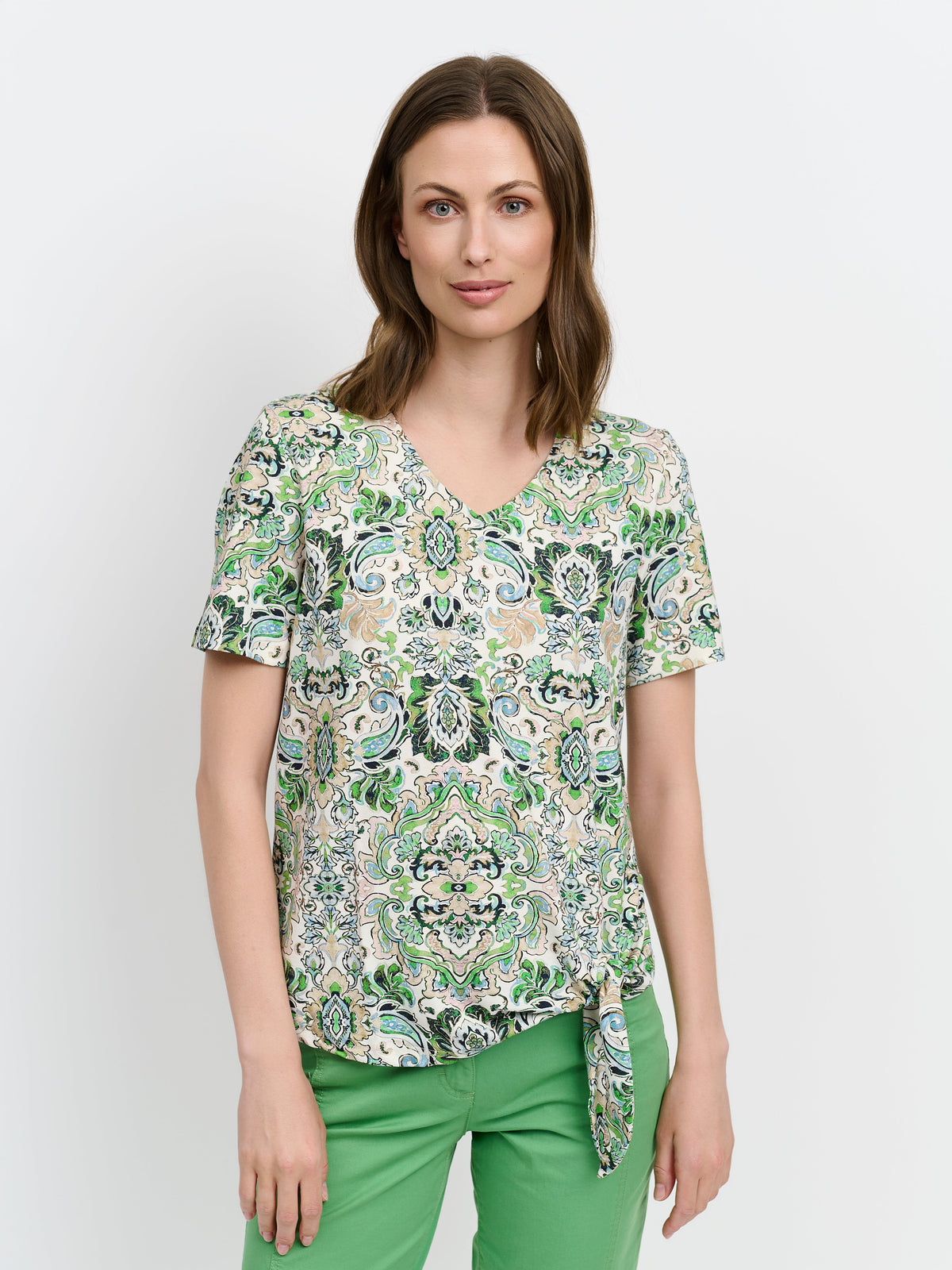 T-shirt - Grøn - Paisley Print