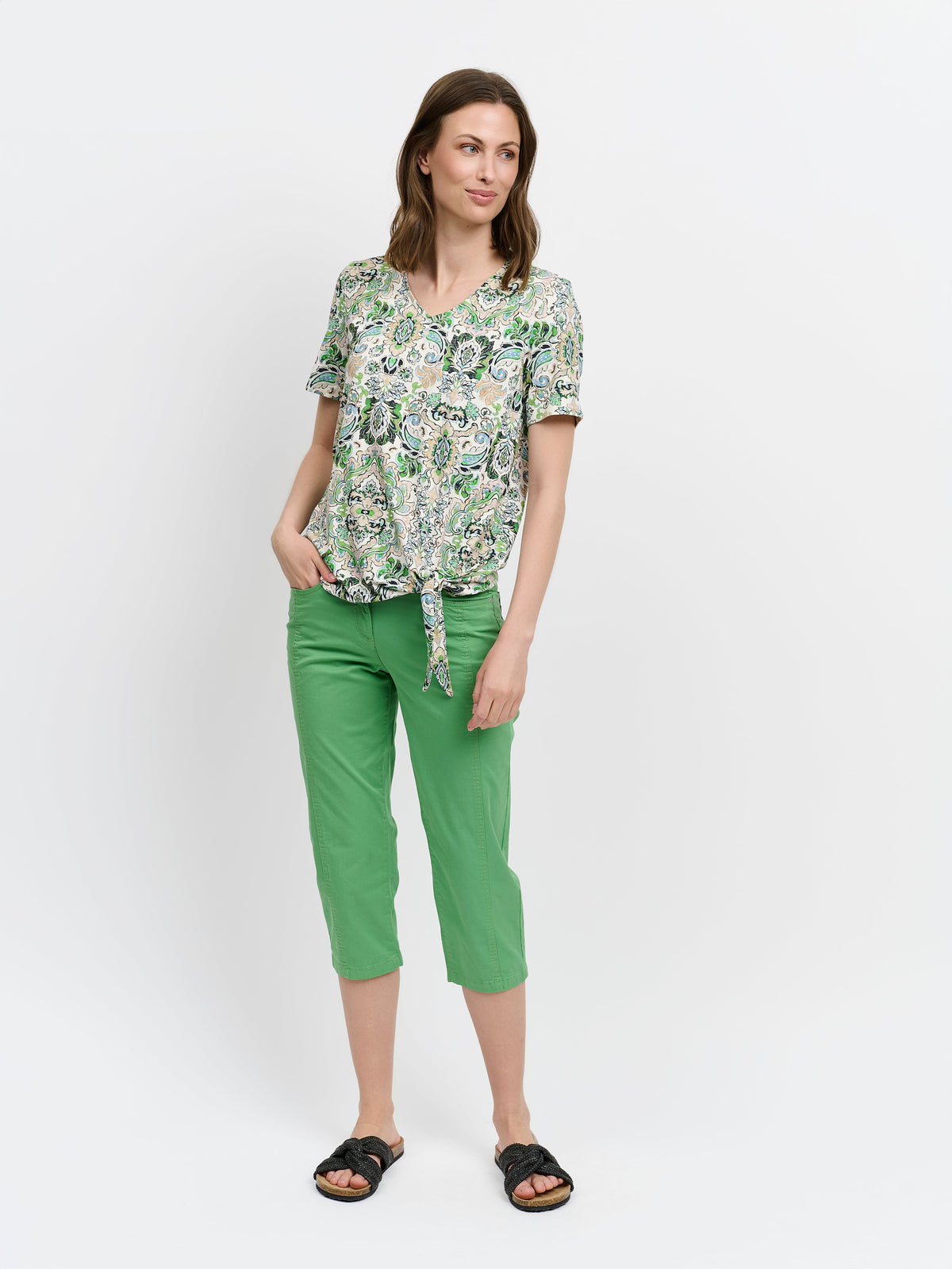 T-shirt - Grøn - Paisley Print
