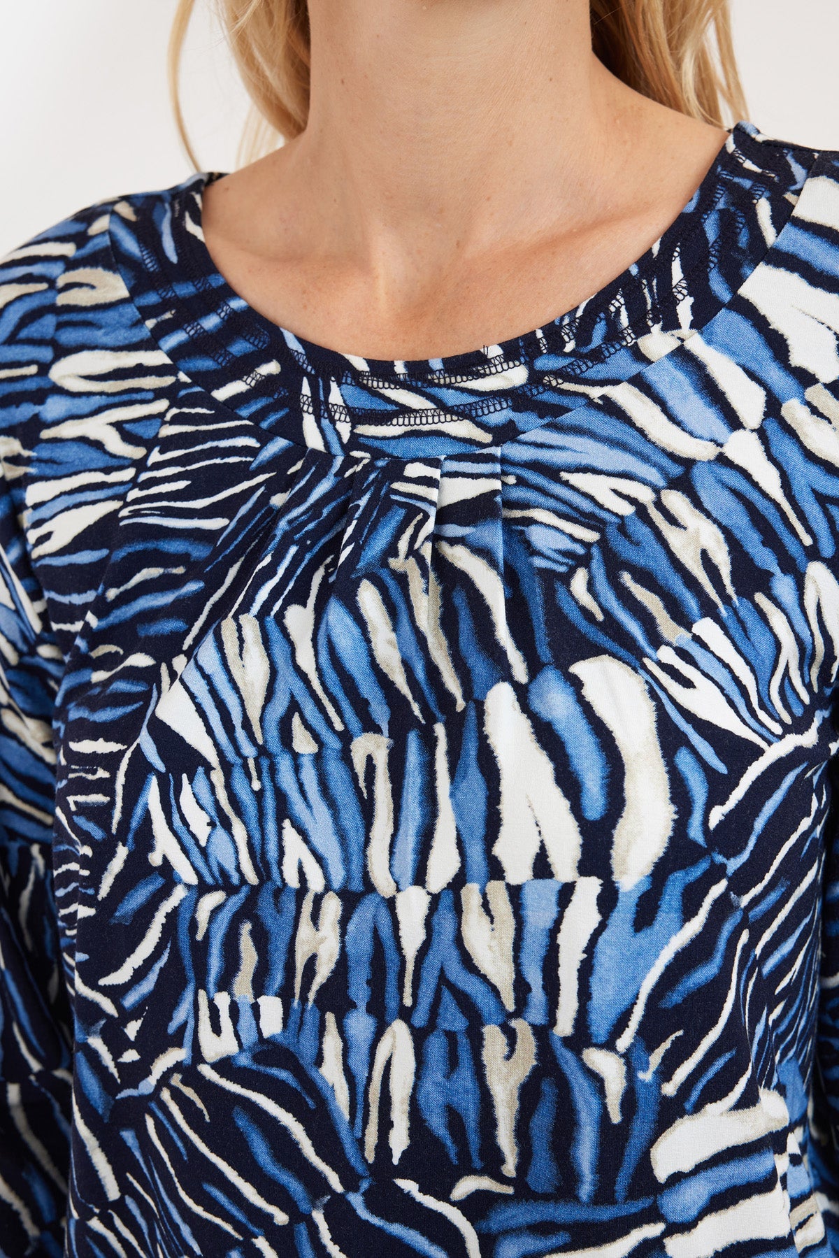 Langærmet T-shirt - Navy Mix - Mønstret