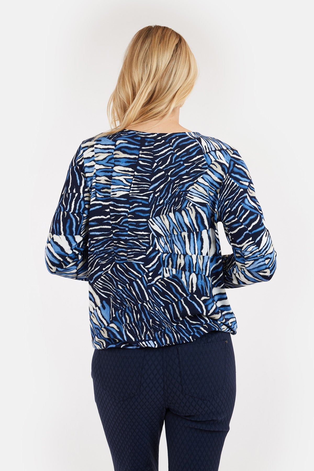 Langærmet T-shirt - Navy Mix - Mønstret