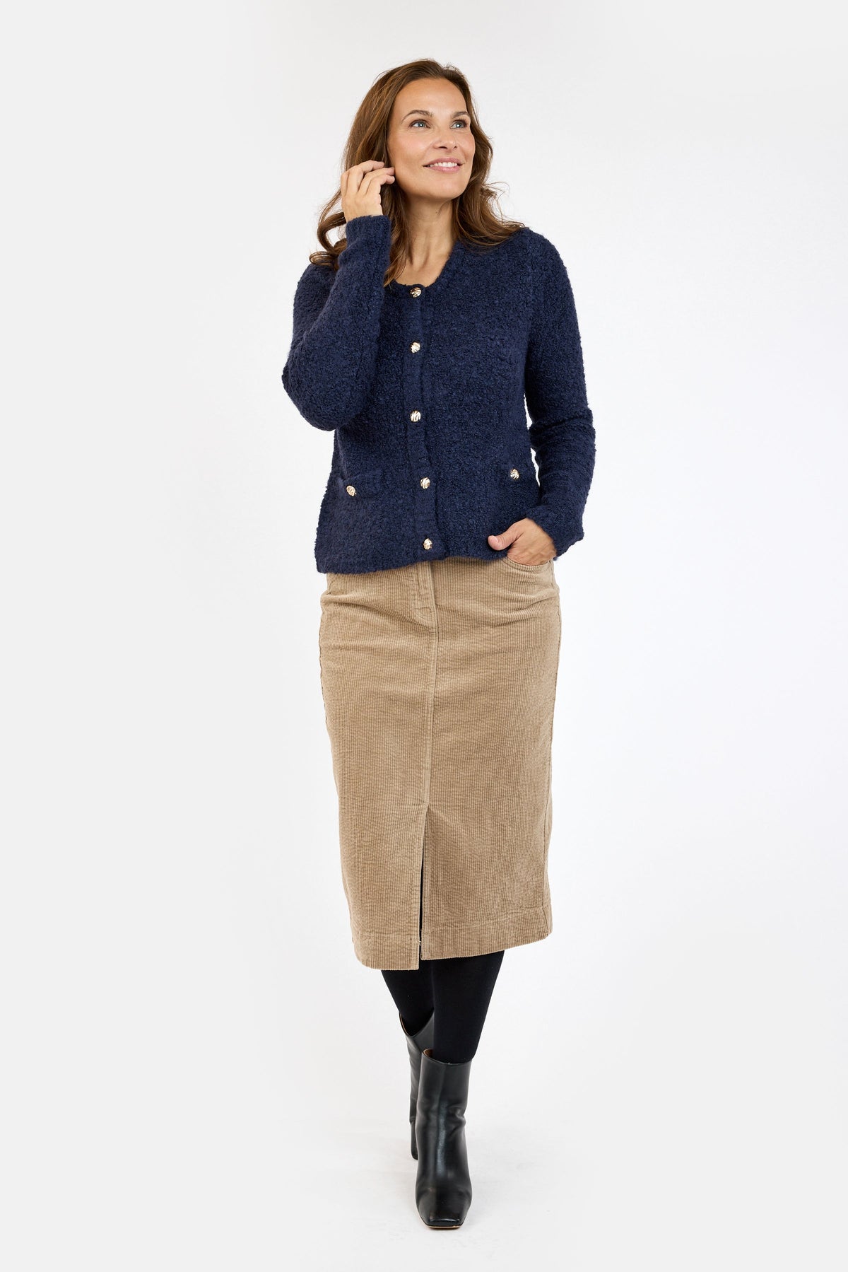 Langærmet Cardigan - Navy