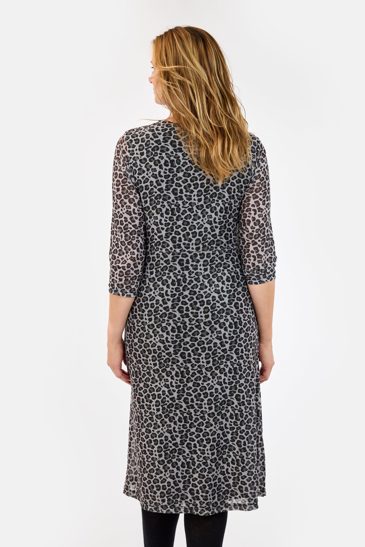Kjole - Grå Mix - Leopard Print / Mesh