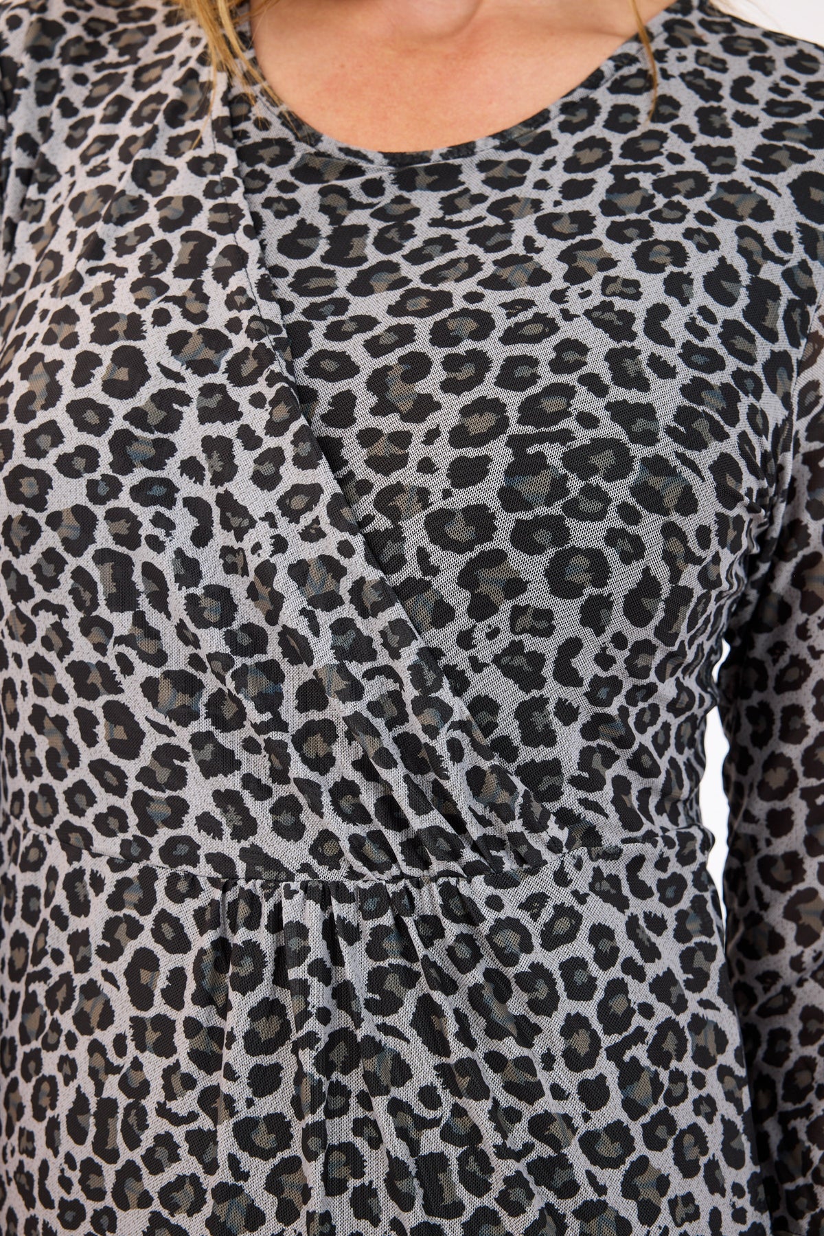 Kjole - Grå Mix - Leopard Print / Mesh