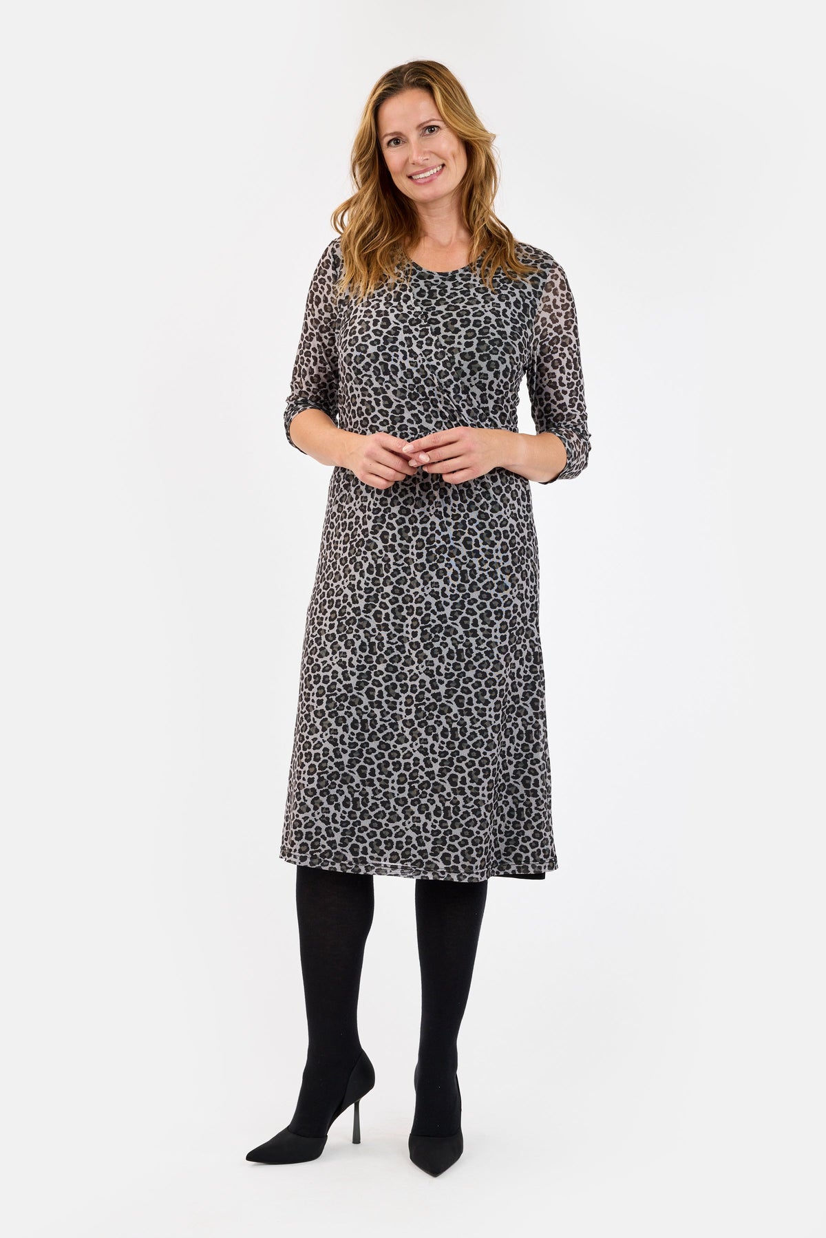 Kjole - Grå Mix - Leopard Print / Mesh