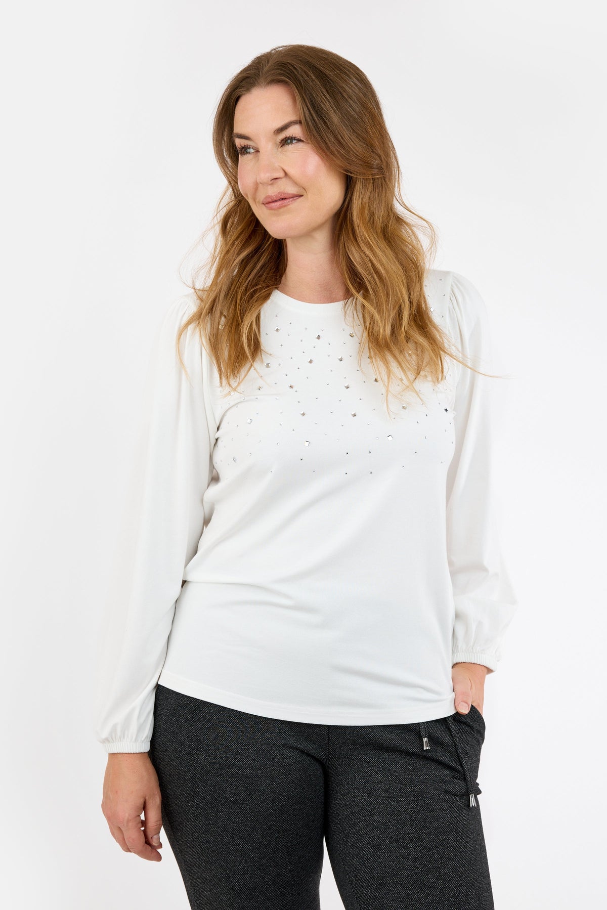 Langærmet T-shirt - Råhvid - Similisten