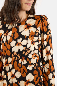 Langærmet T-shirt - Orange Mix - Mønstret