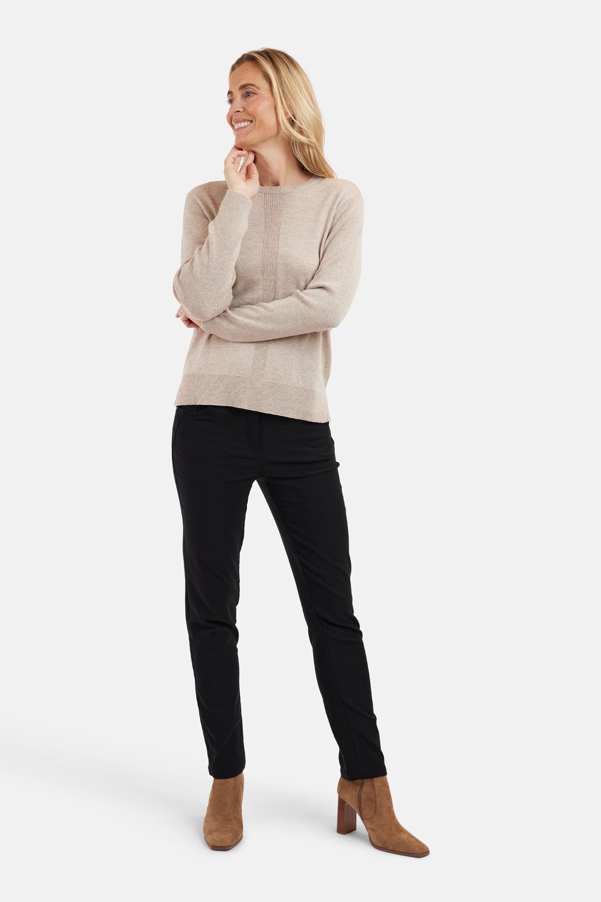 Langærmet Strik - Beige