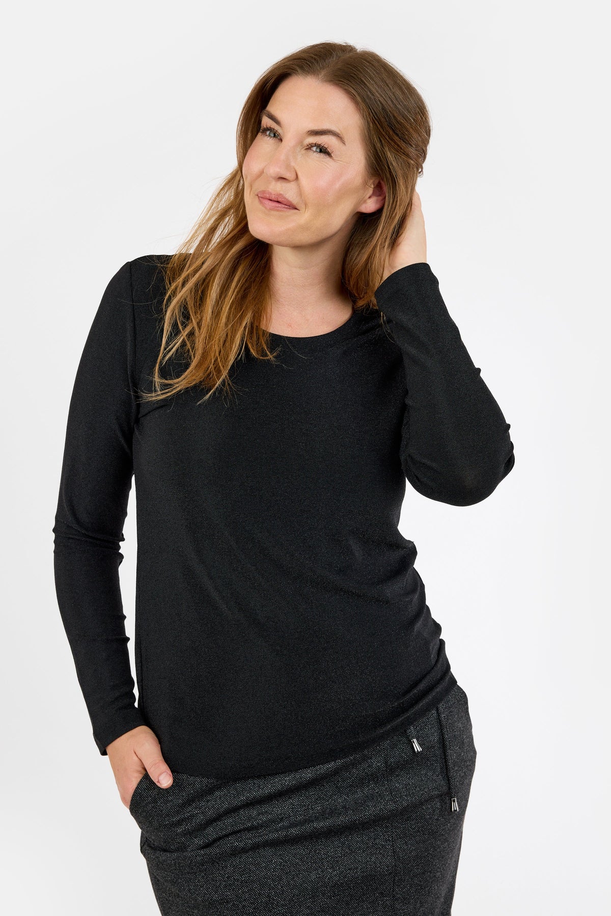 Langærmet T-shirt - Sort