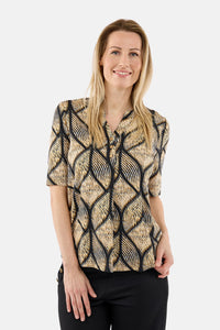 Kortærmet T-shirt - Gul Mix - Mønstret