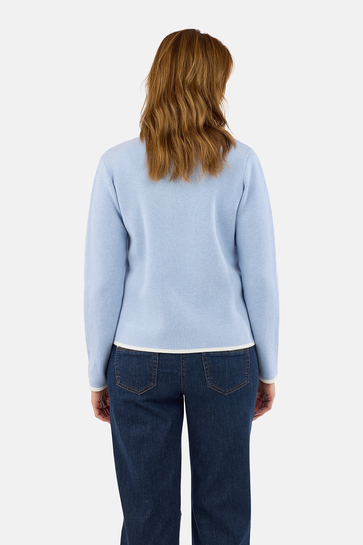 Langærmet Cardigan - Lyseblå - Lynlåslukning