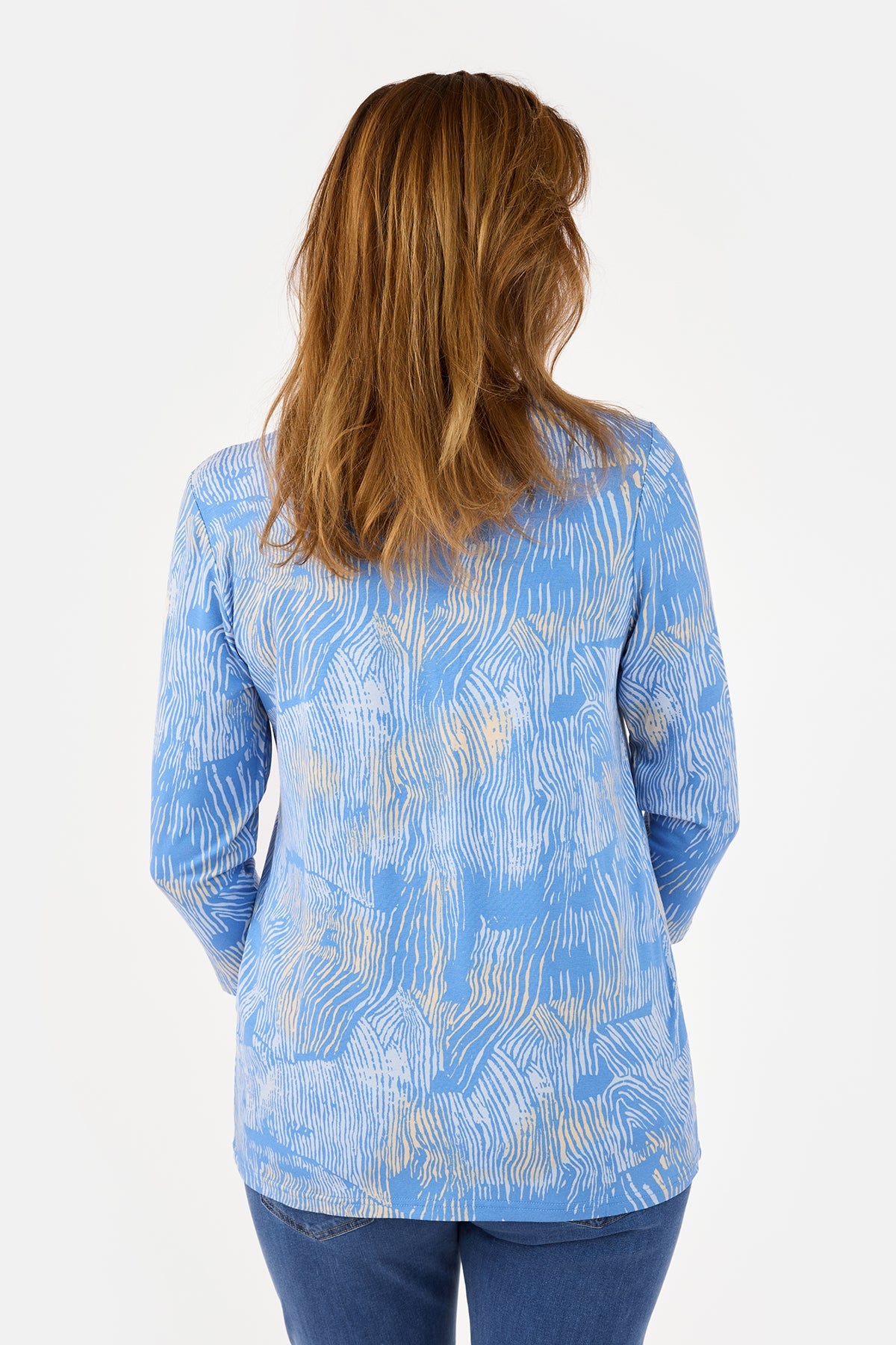 3/4 Ærmet T-shirt - Blå - Mønstret