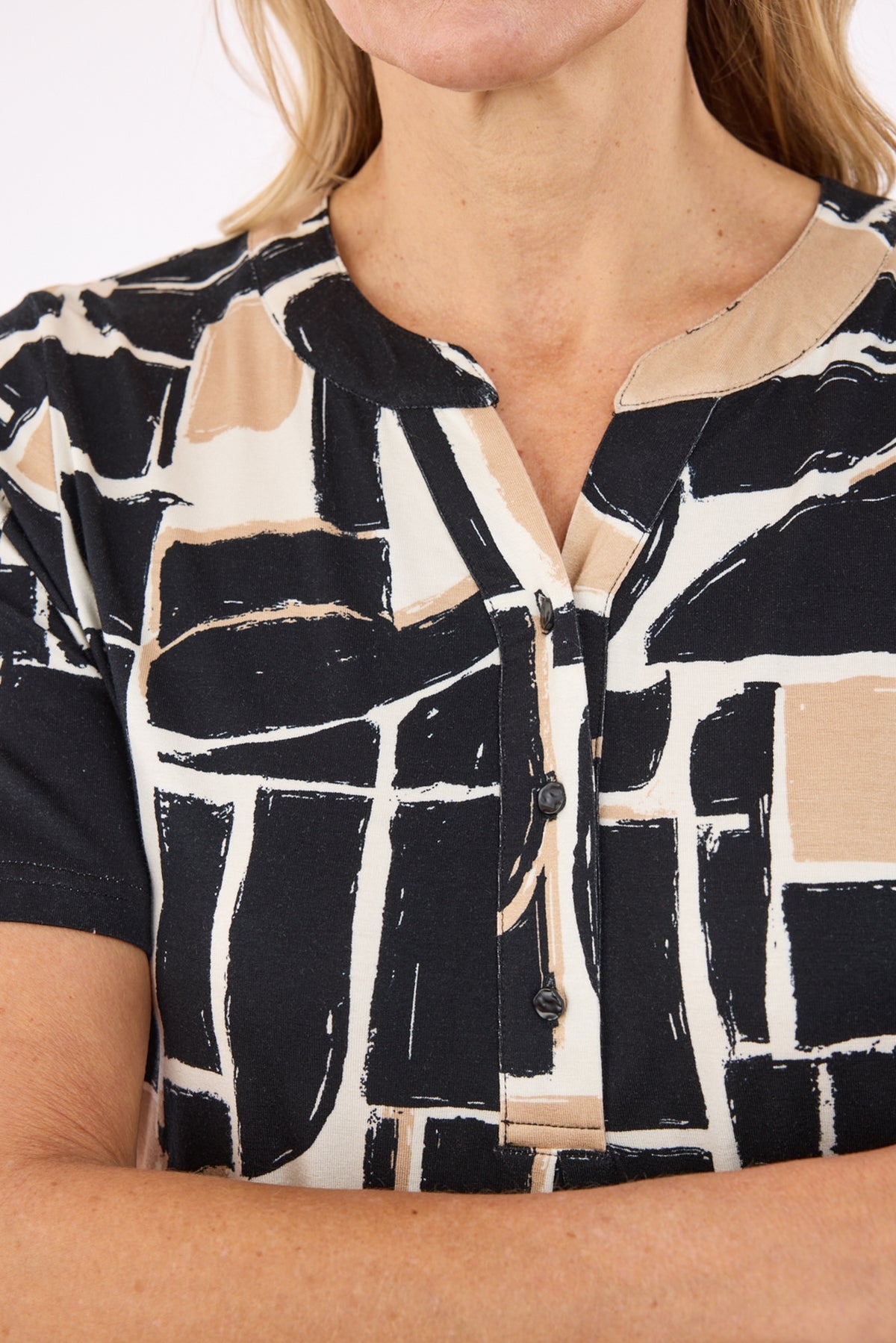 Kortærmet T-shirt - Sand Mix - Mønstret
