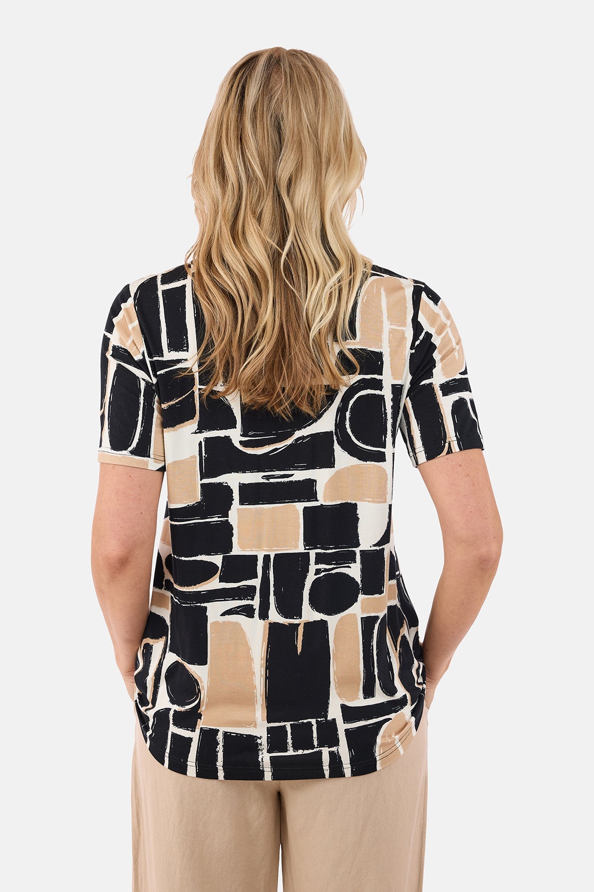 Kortærmet T-shirt - Sand Mix - Mønstret