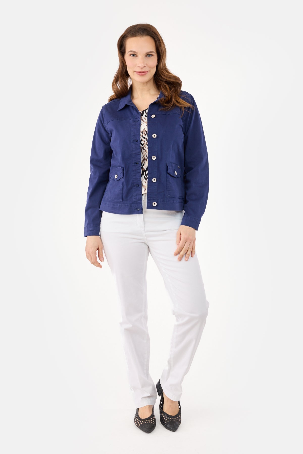 Let Jakke - Navy - Knaplukning