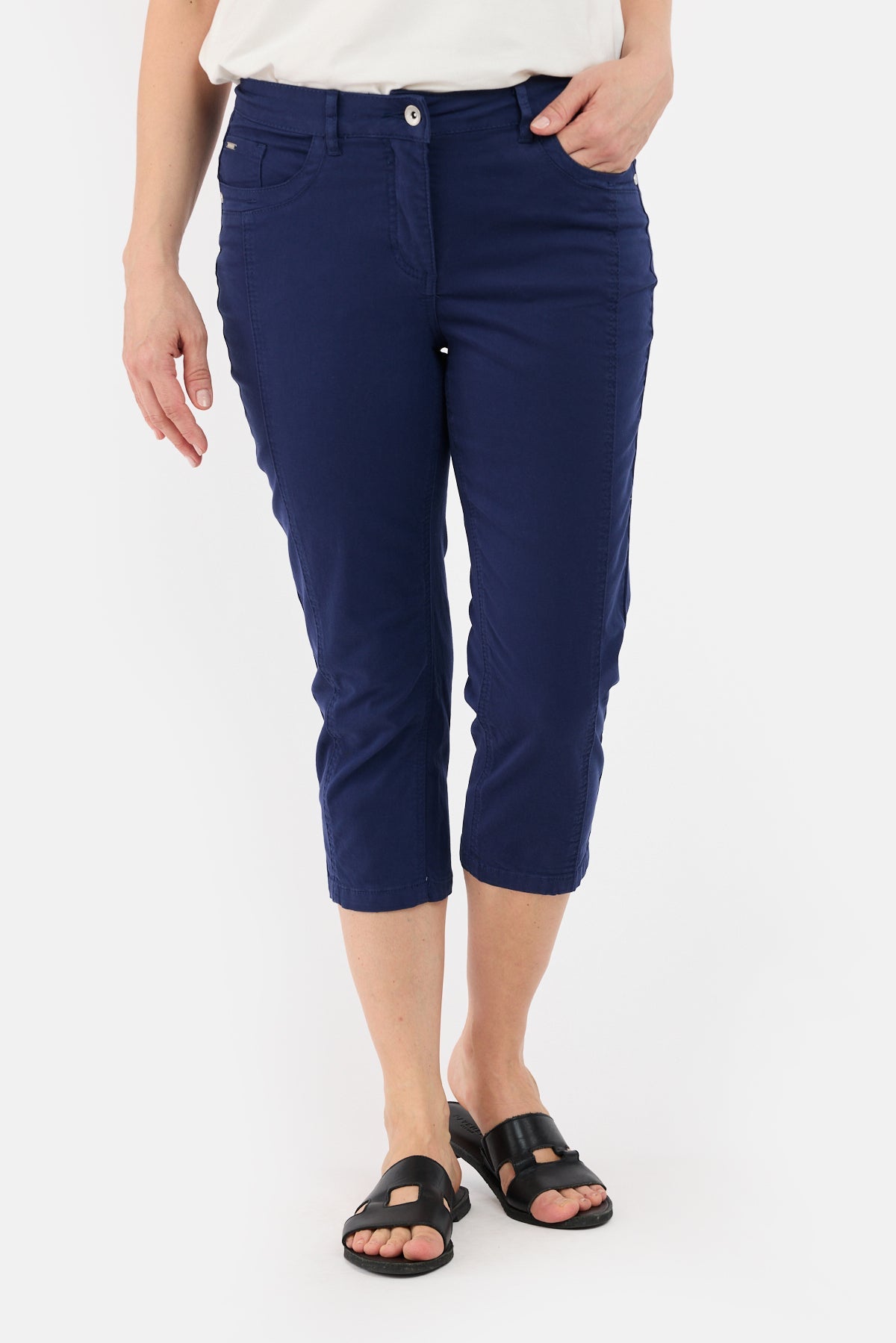 Capri Bukser - Navy - Bæltestropper