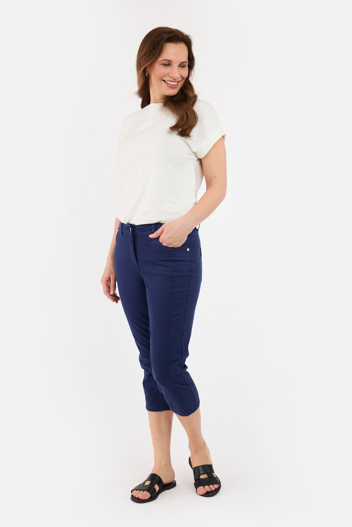 Capri Bukser - Navy - Bæltestropper