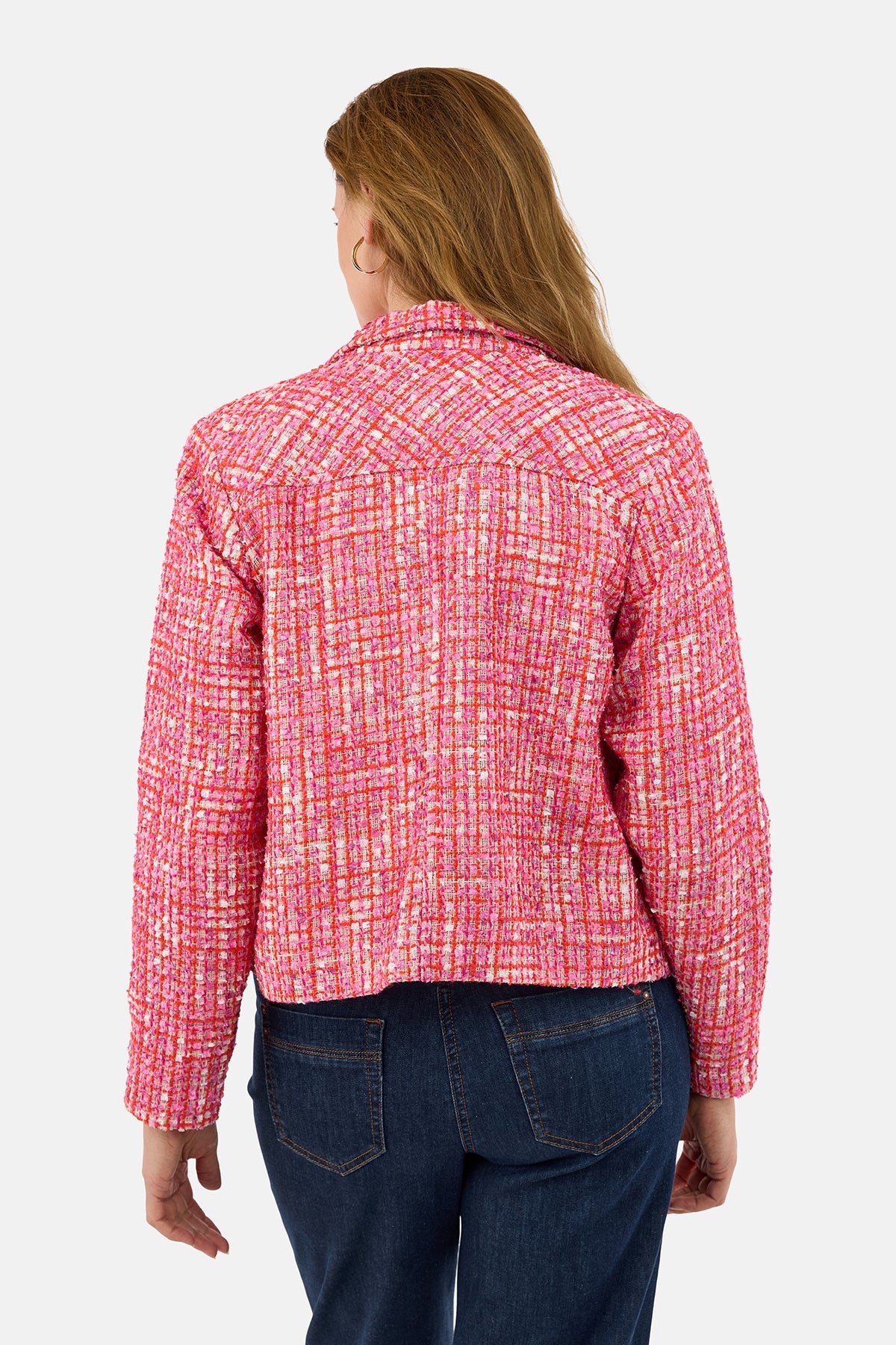 Bouclé Jakke - Pink - Knaplukning
