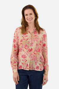 Langærmet Skjorte - Beige / Pink - Blomsterprint