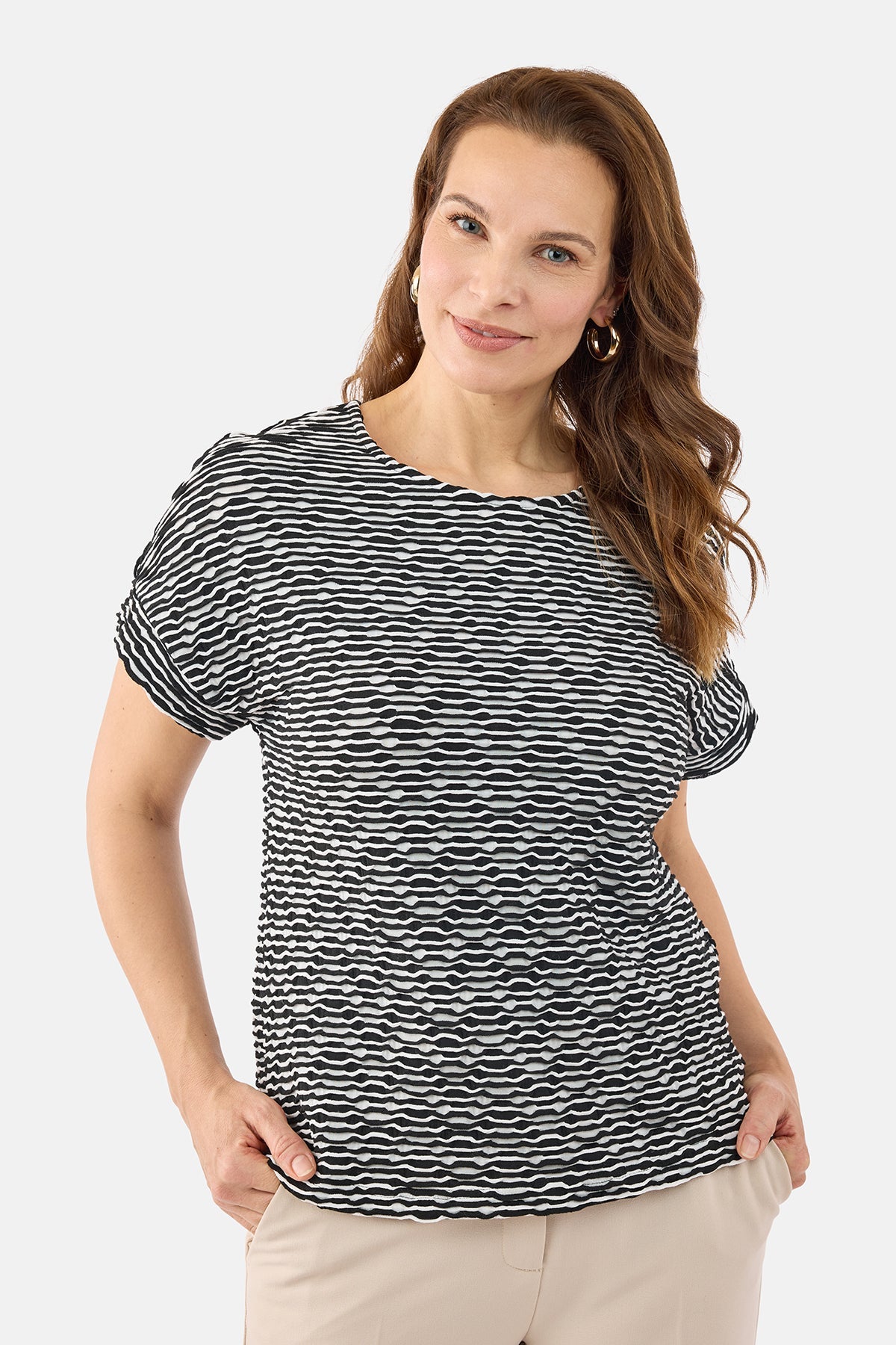 Kortærmet T-shirt - Sort Mix - Mønstret