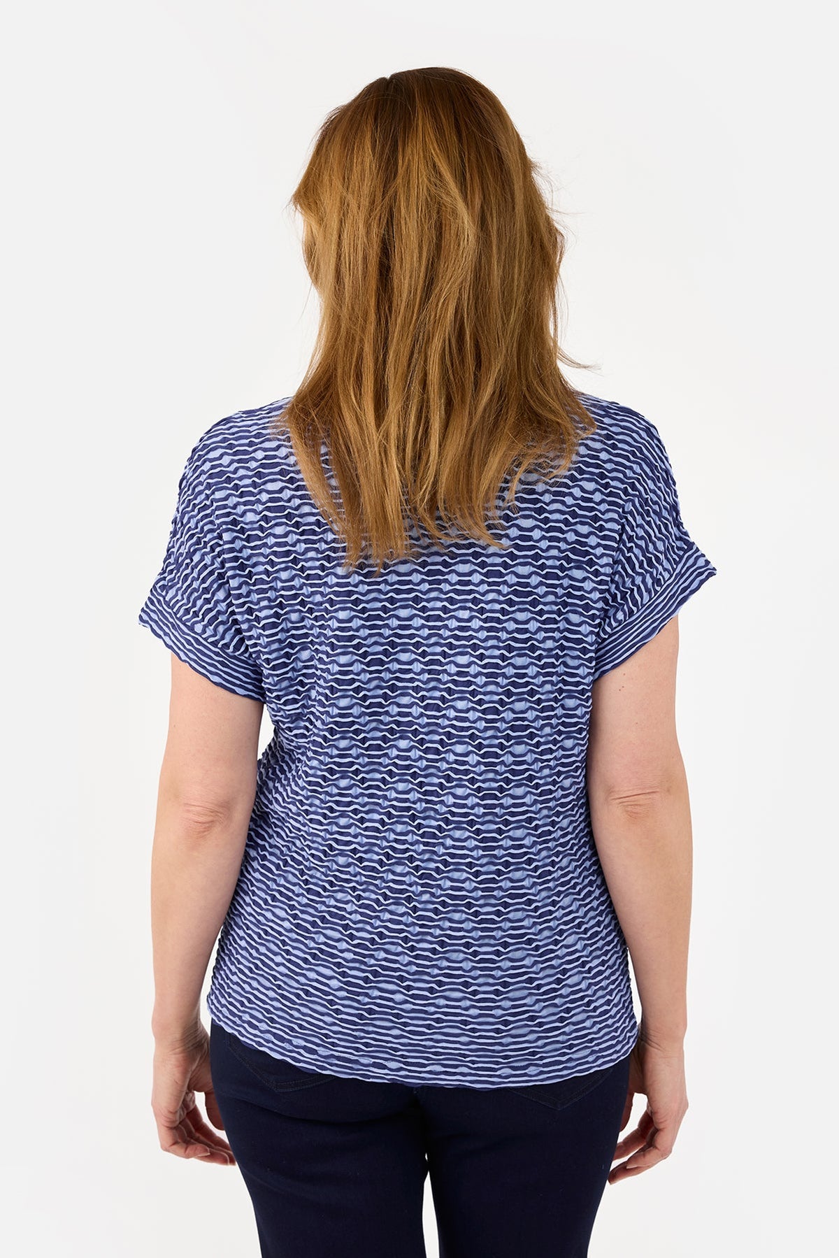 Kortærmet T-shirt - Blå Mix - Mønstret