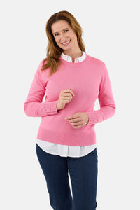 Langærmet Strik - Pink - Rund Hals