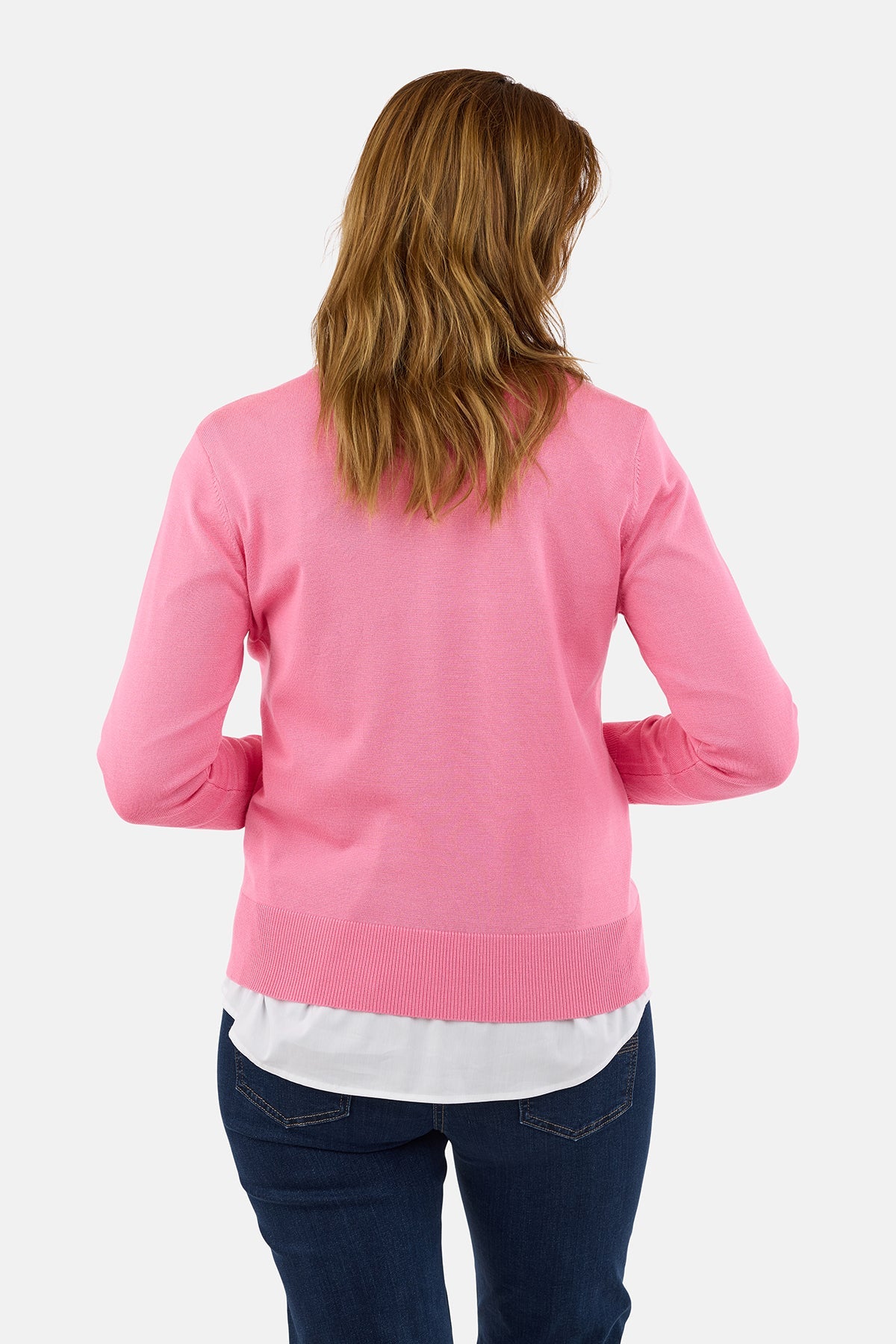 Langærmet Strik - Pink - Rund Hals