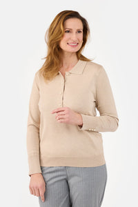 Strik Polo - Sand - Perleknapper