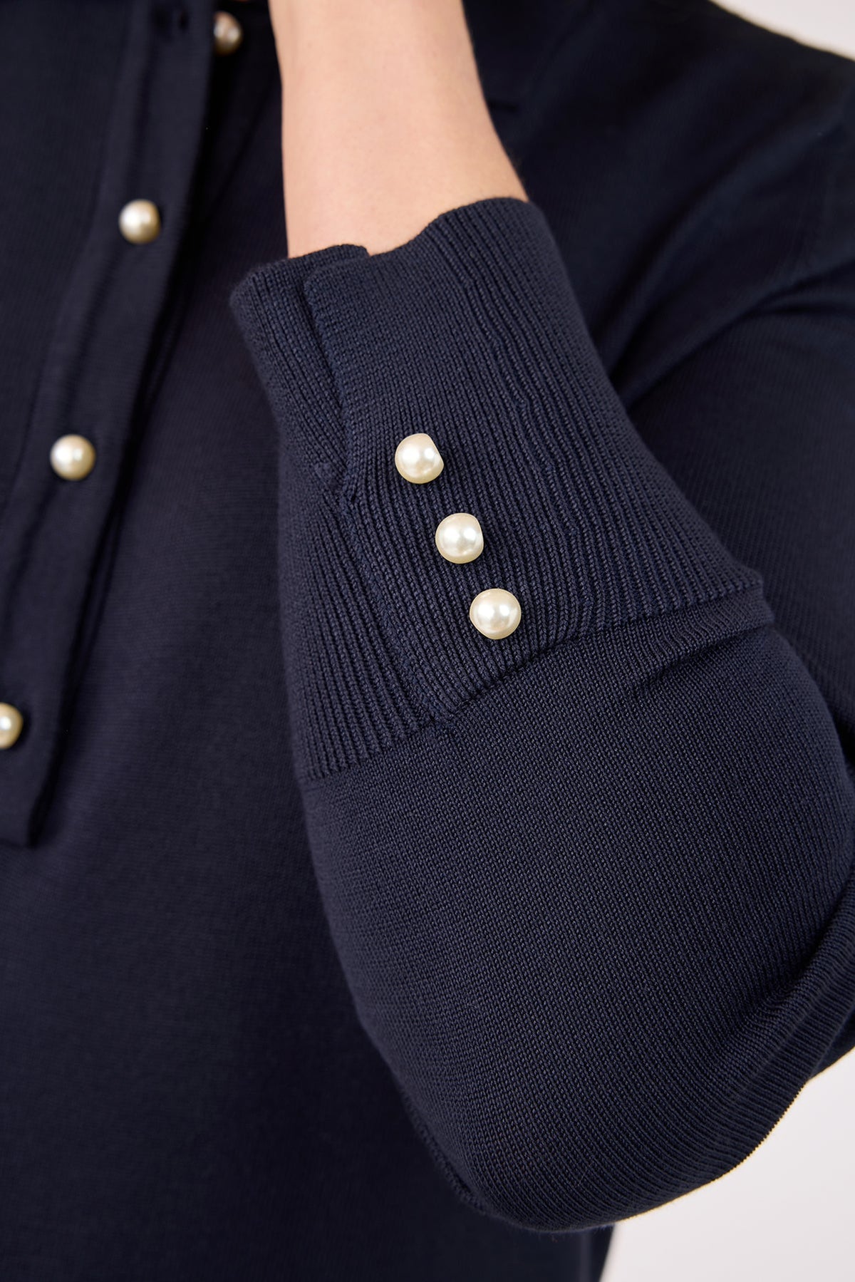 Strik Polo - Navy - Perleknapper