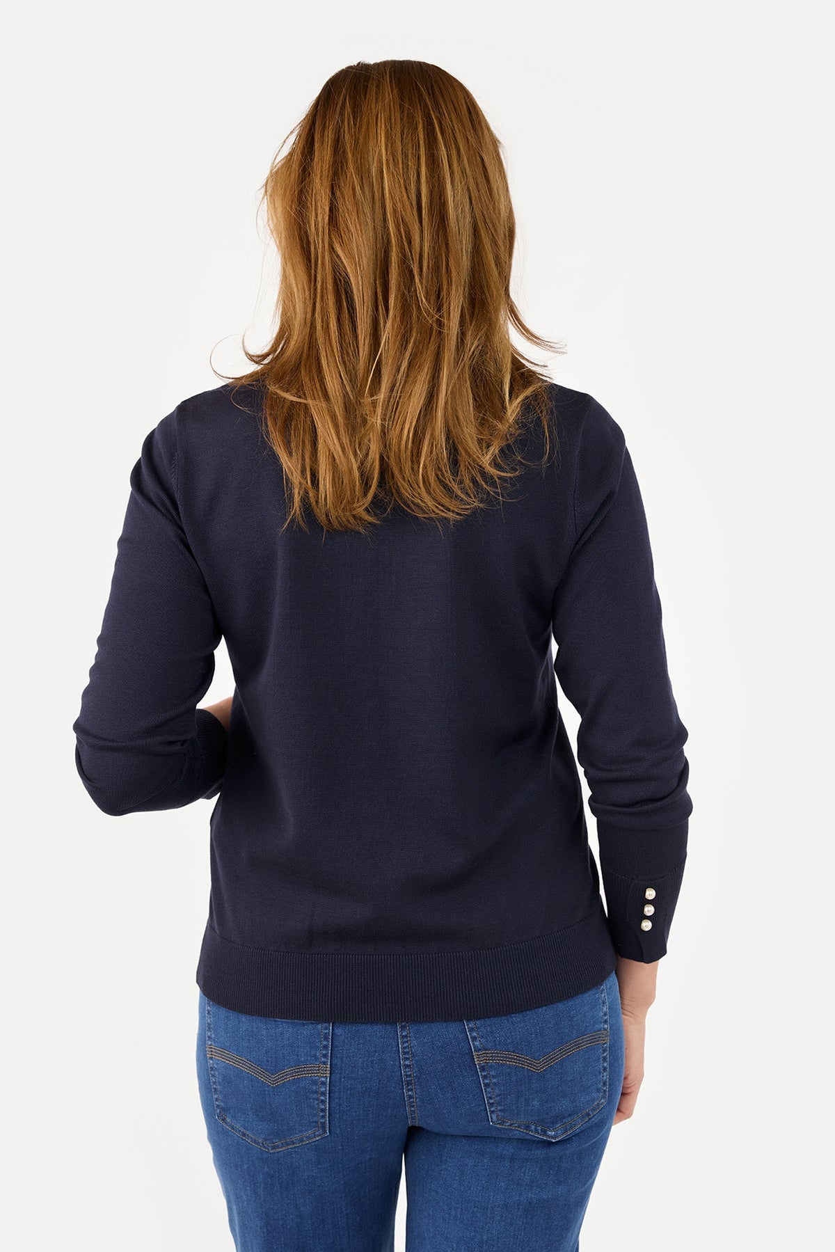 Strik Polo - Navy - Perleknapper