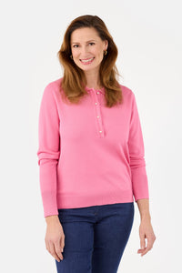 Strik Polo - Pink - Perleknapper