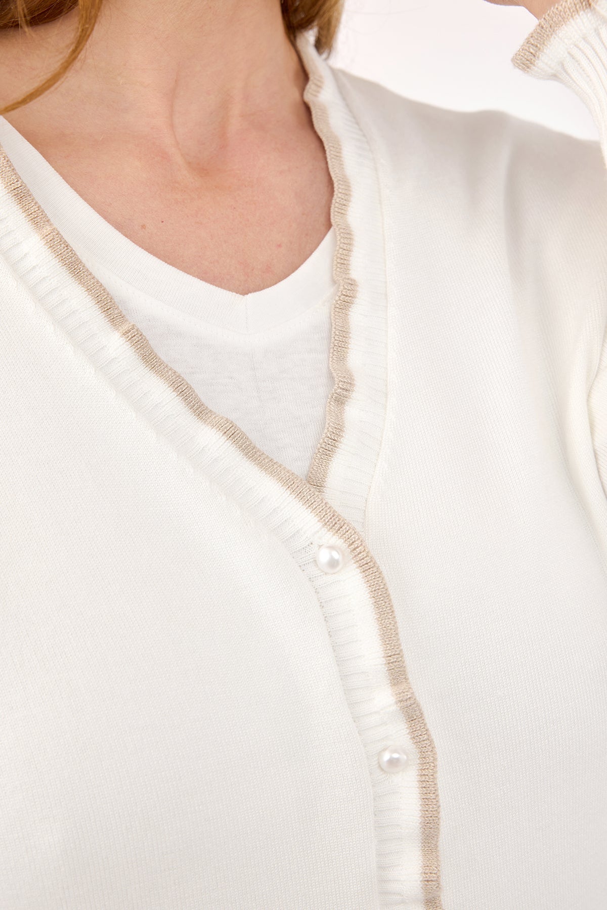 Strik Cardigan - Offwhite - Perleknapper