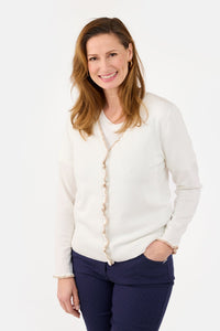 Strik Cardigan - Offwhite - Perleknapper