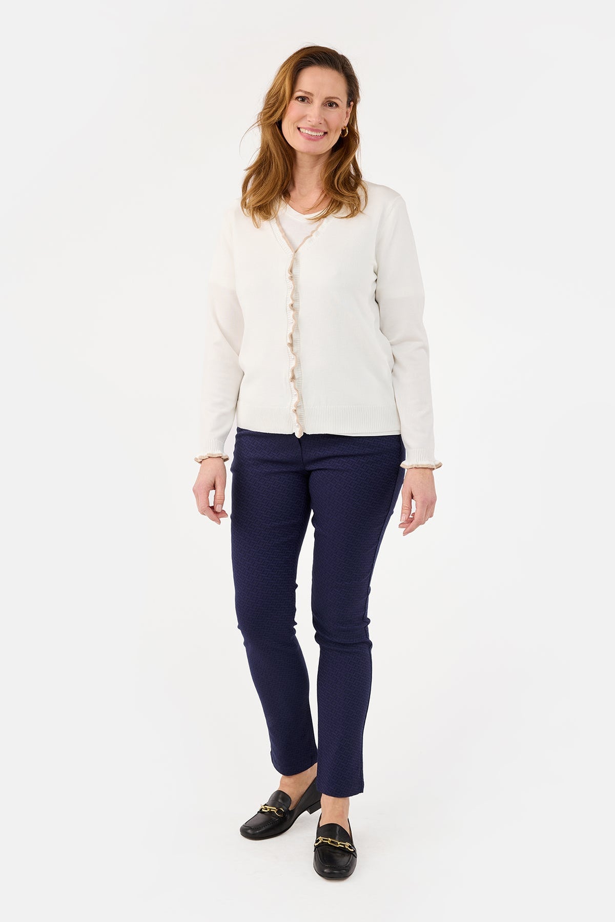 Strik Cardigan - Offwhite - Perleknapper