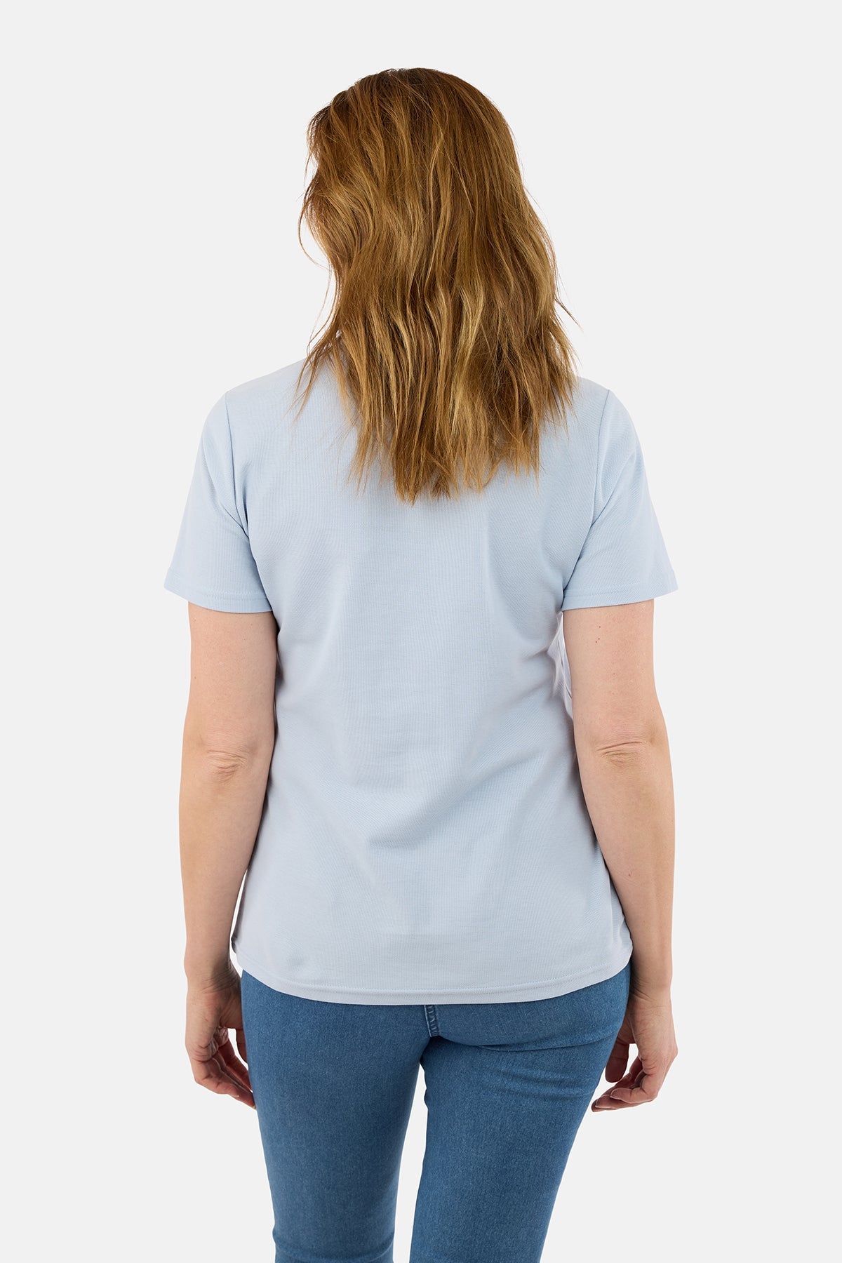 Kortærmet T-shirt - Lyseblå - Flæsedetalje