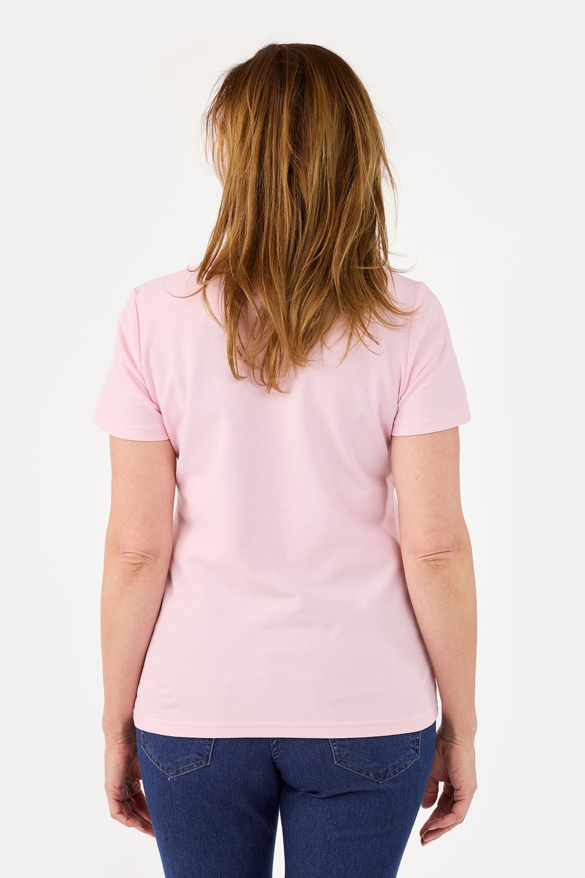Kortærmet T-shirt - Lyserød - Flæsedetalje