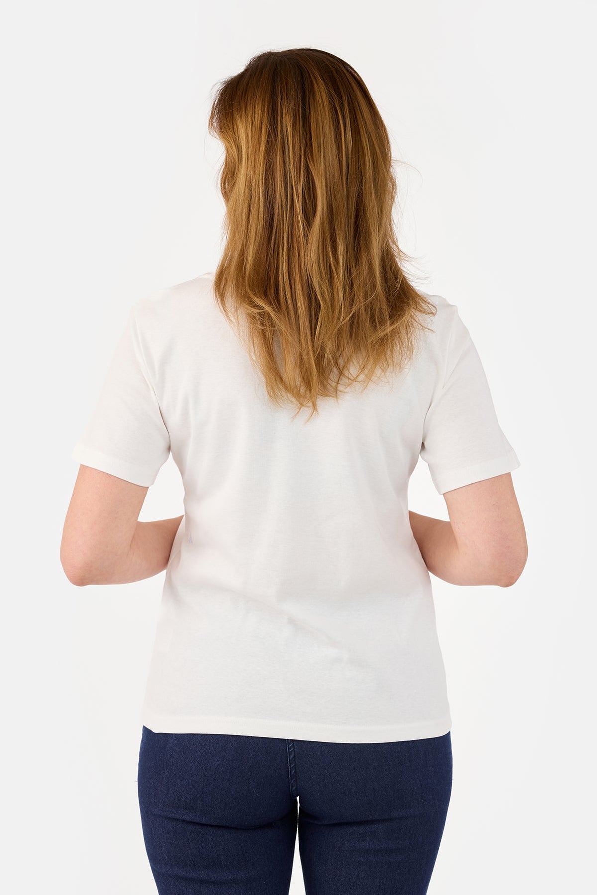 Kortærmet T-shirt - Råhvid - V-Hals