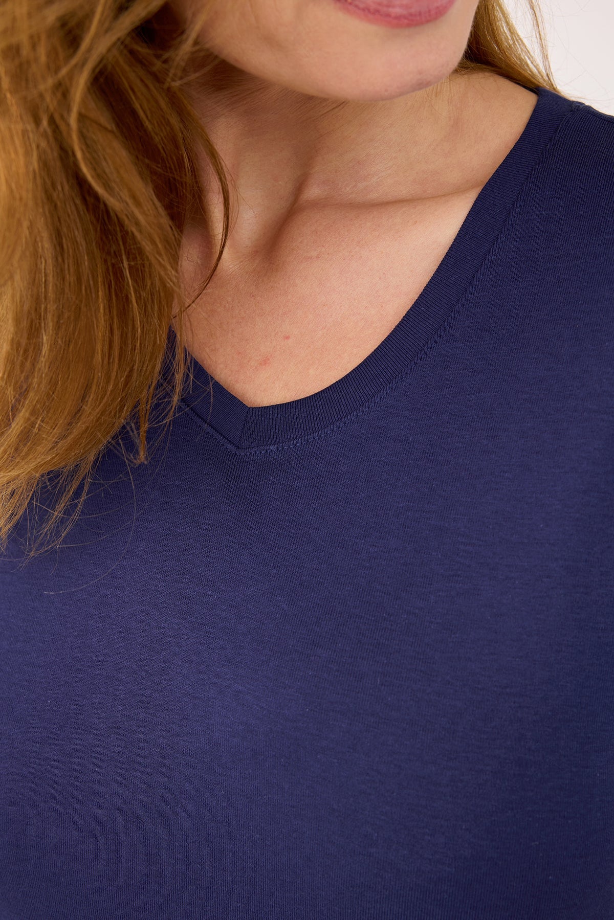 Kortærmet T-shirt - Navy - V-Hals