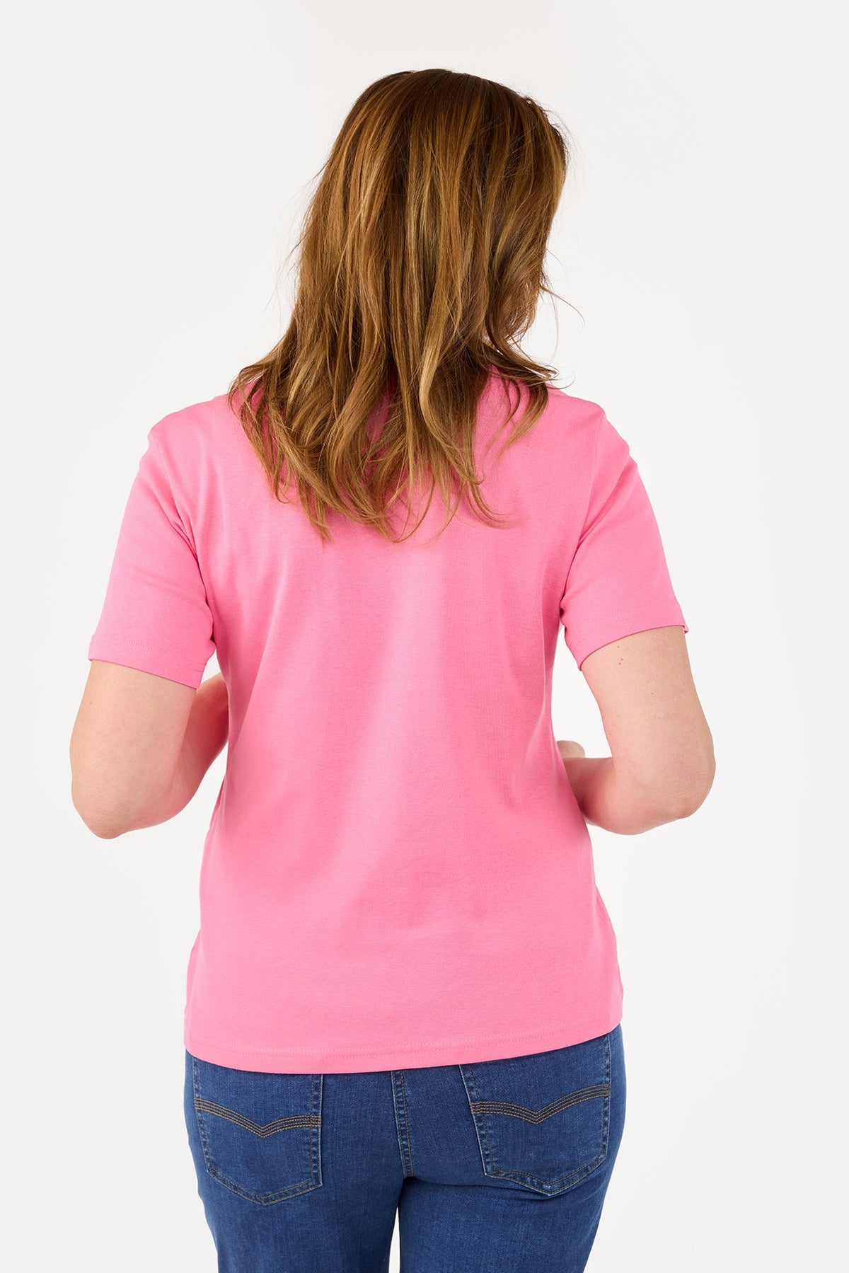 Kortærmet T-shirt - Pink - V-Hals