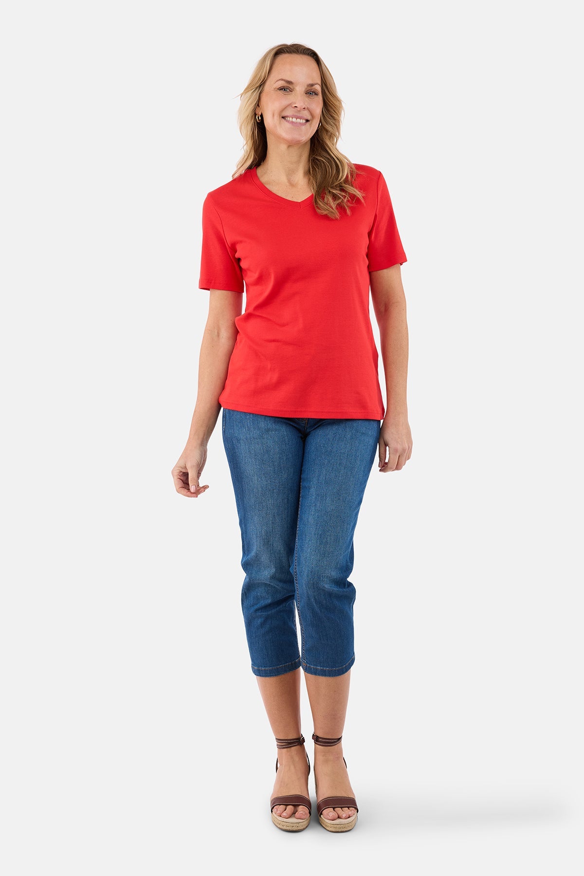 Basis T-shirt - Rød - V-Hals