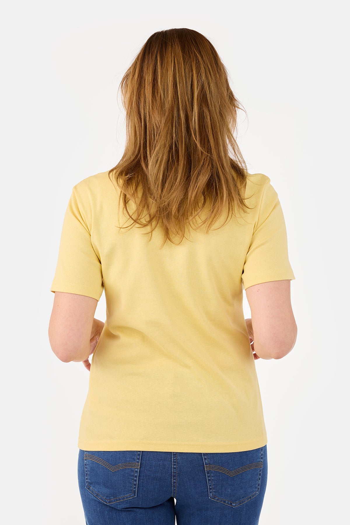 Kortærmet T-shirt - Gul - V-Hals
