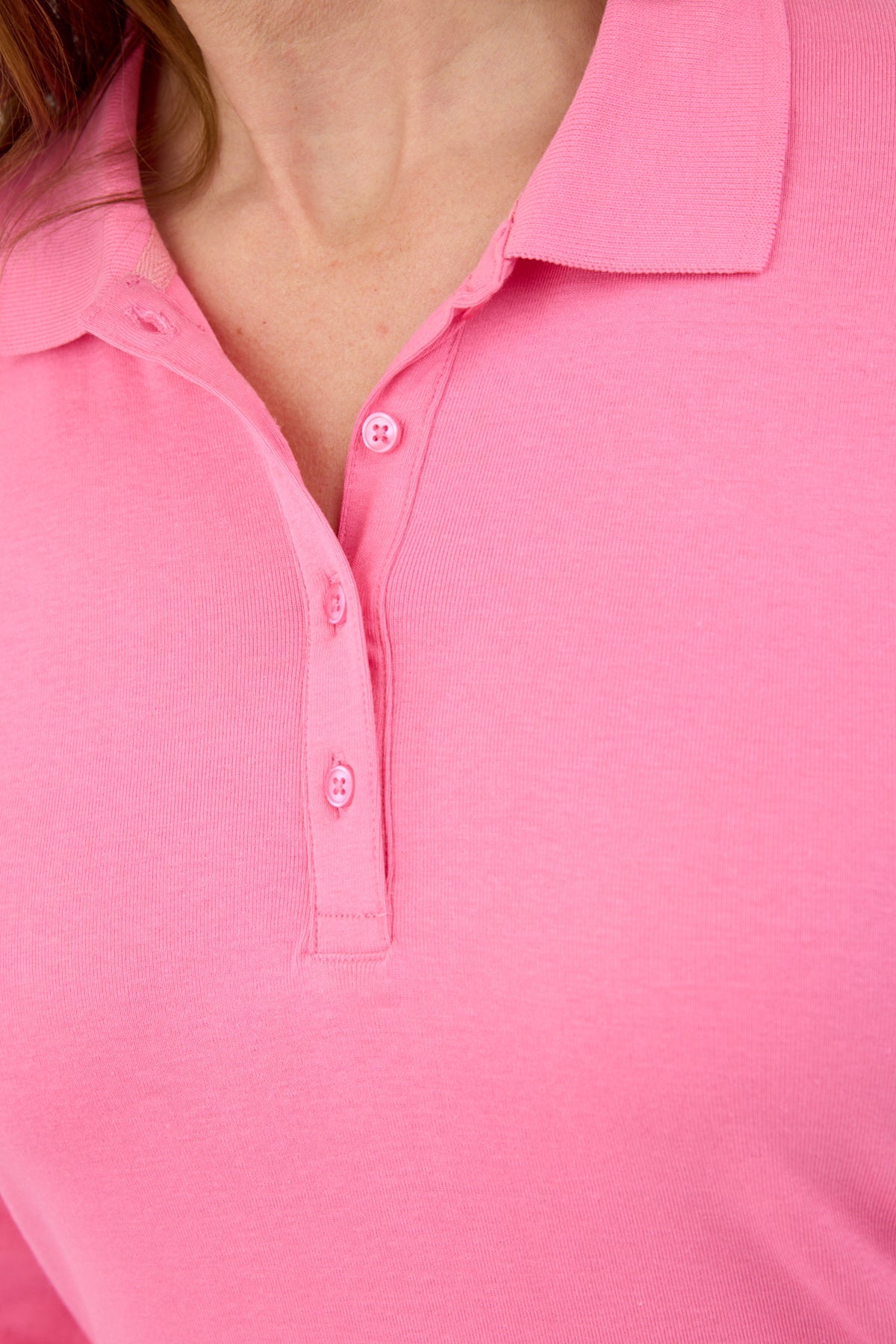 Langærmet Polo T-shirt - Pink - Klassisk Krave