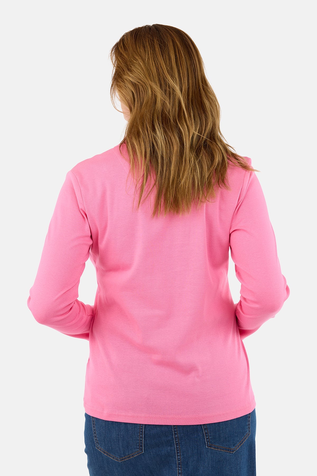 Langærmet Polo T-shirt - Pink - Klassisk Krave